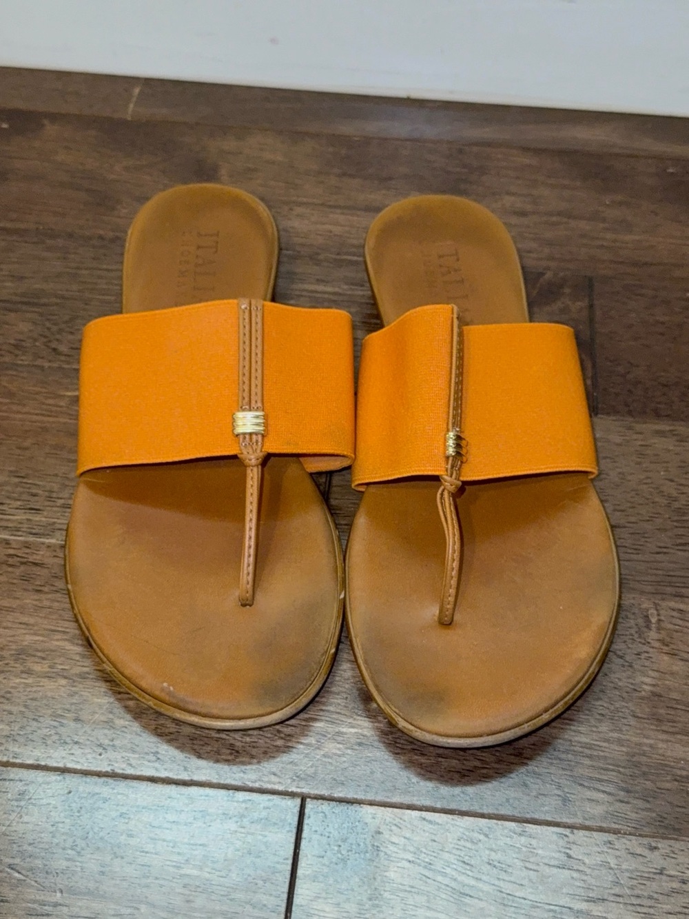 Italian Shoemakers Women’s Size 10 Orange Thong Sandals Stretch Strap Made Italy - Picture 2 of 6